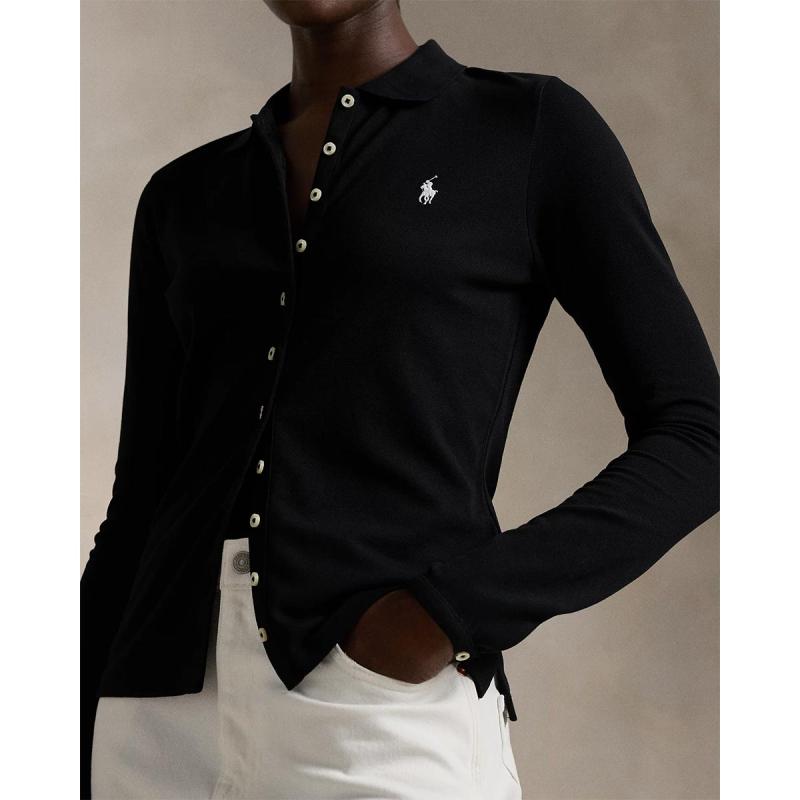 Buttoned-Placket Long-Sleeve Polo Shirt - 211941176002 - POLO RALPH LAUREN