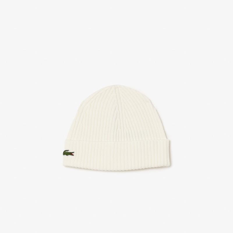 Rib Knit Brushed Wool Beanie - 8@3RB0001 - LACOSTE