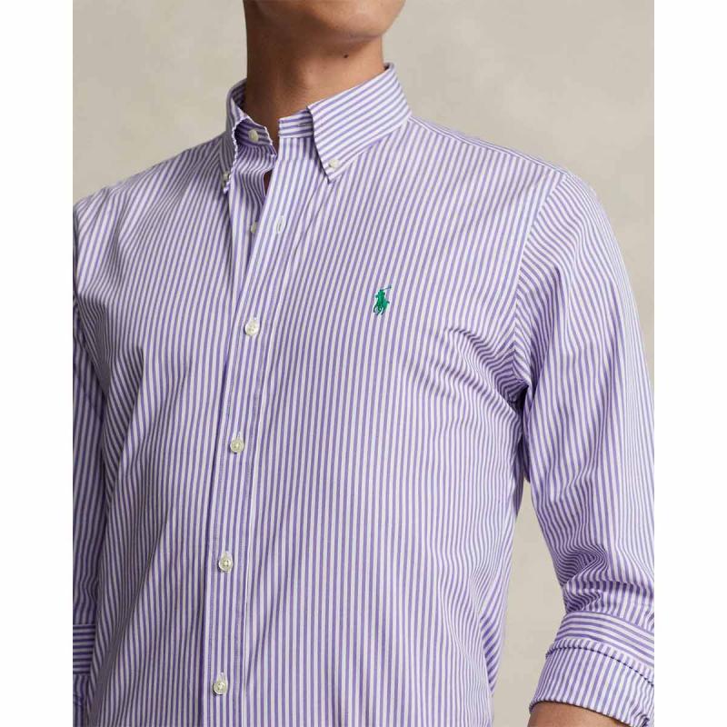 Custom Fit Striped Stretch Poplin Shirt - 710929346003 - POLO RALPH LAUREN