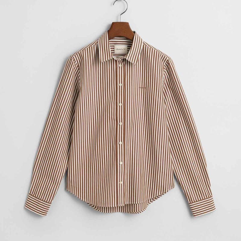 Regular Fit Striped Poplin Shirt - 8@3GW4300214 - GANT
