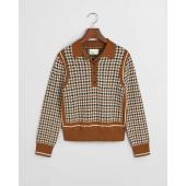 Houndstooh Jacquard Polo Sweater - 3GW4805276 - GANT