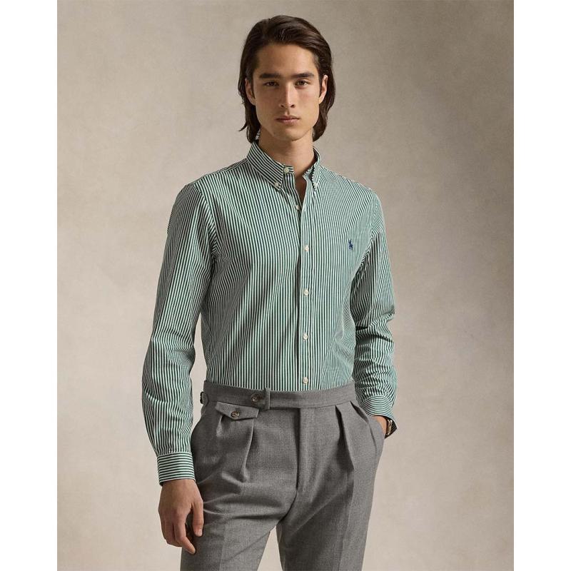 Custom Fit Striped Stretch Poplin Shirt - 710929346009 - POLO RALPH LAUREN
