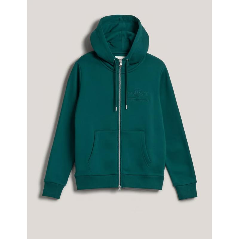 Tonal Shield Zip Hoodie - 8@3GW4200671 - GANT