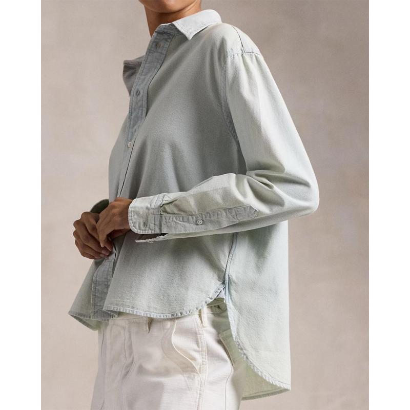 Cropped Boxy Chambray Shirt - 211891420001 - POLO RALPH LAUREN