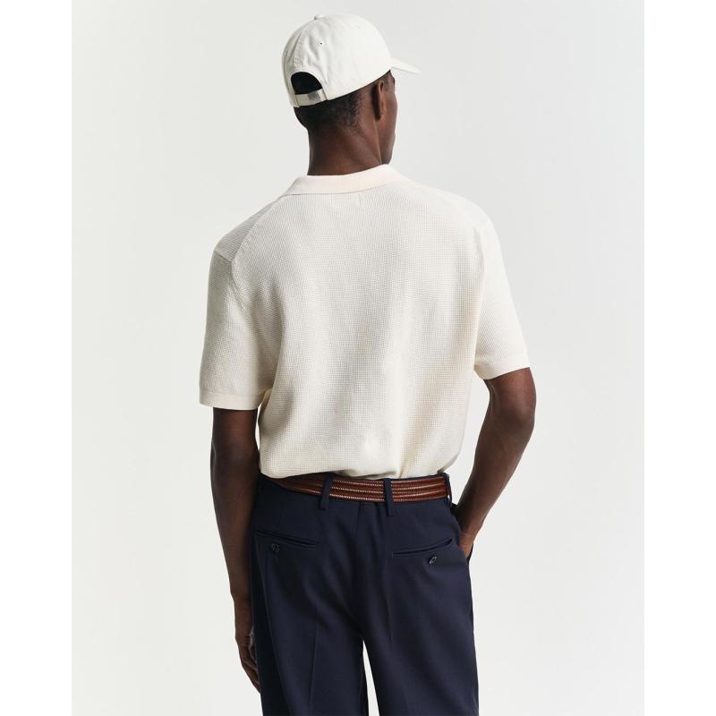 Micro Textured Cotton Polo Shirt - 3G8030242 - GANT