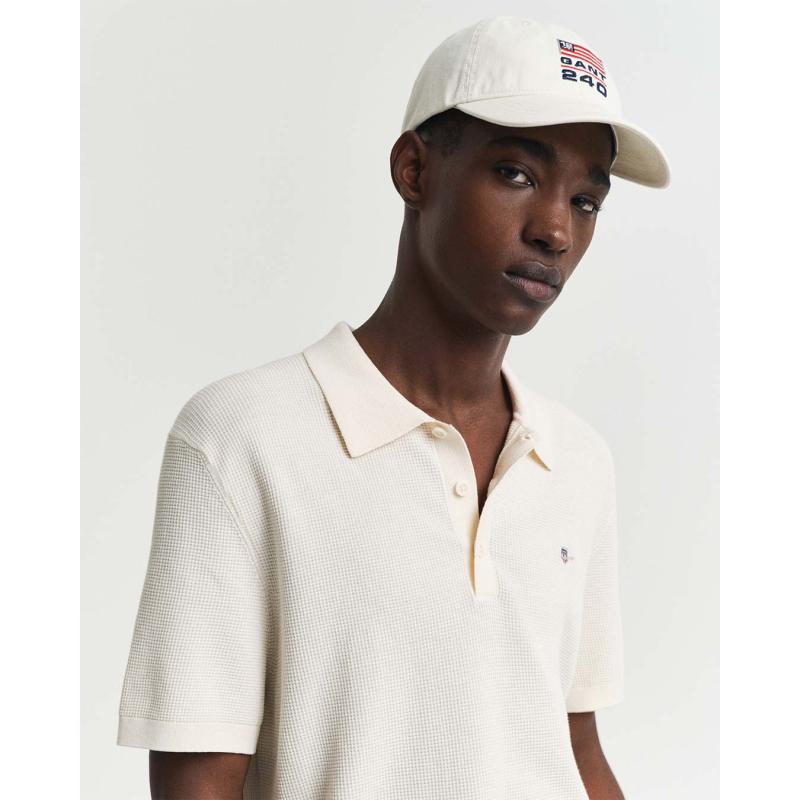 Micro Textured Cotton Polo Shirt - 3G8030242 - GANT