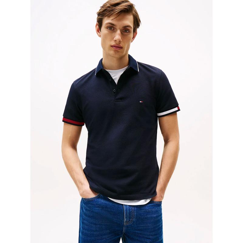 FLAG CUFF SLIM FIT POLO - MW0MW38458 - TOMMY HILFIGER
