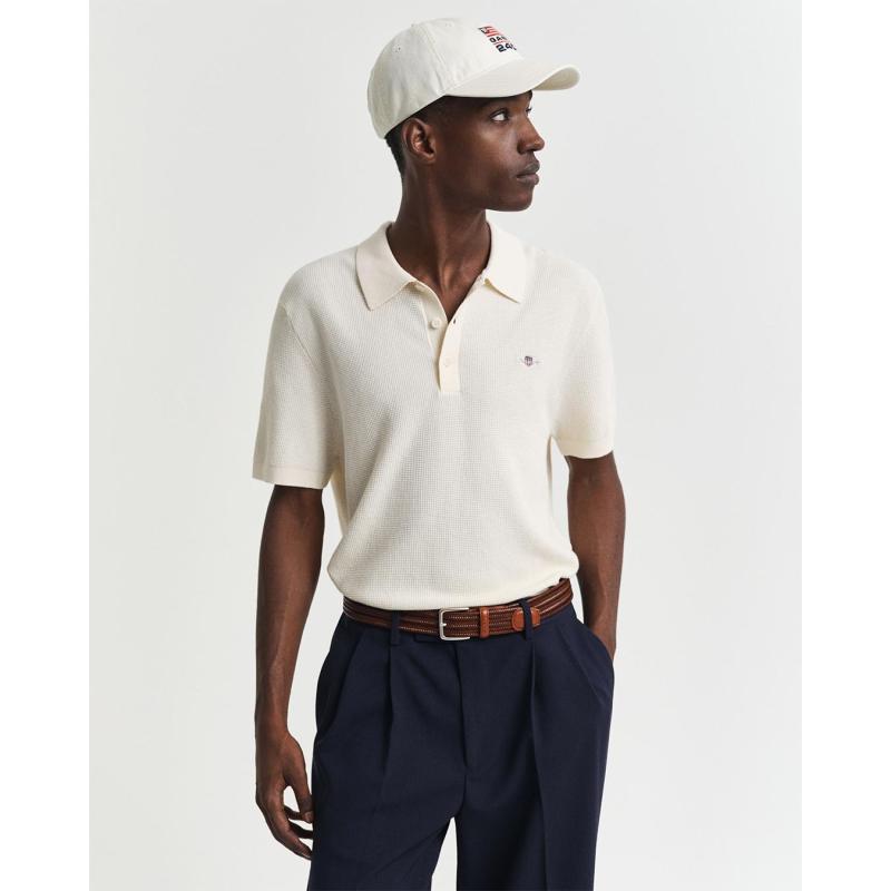 Micro Textured Cotton Polo Shirt - 3G8030242 - GANT