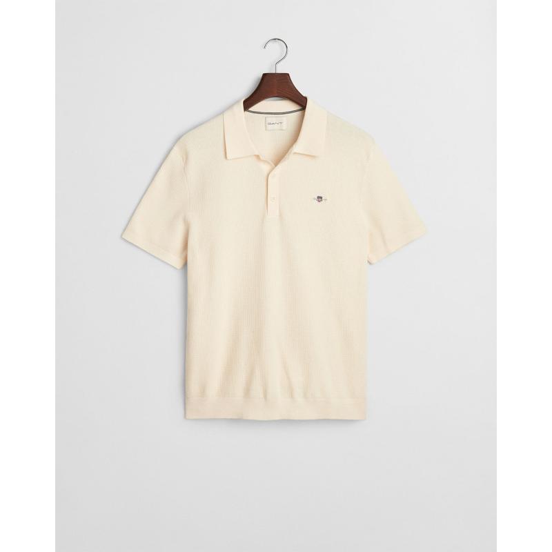 Micro Textured Cotton Polo Shirt - 3G8030242 - GANT