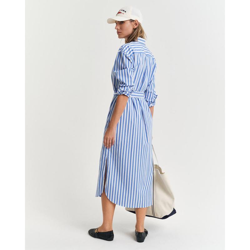 Striped Poplin Shirt Dress - 3GW4503397 - GANT