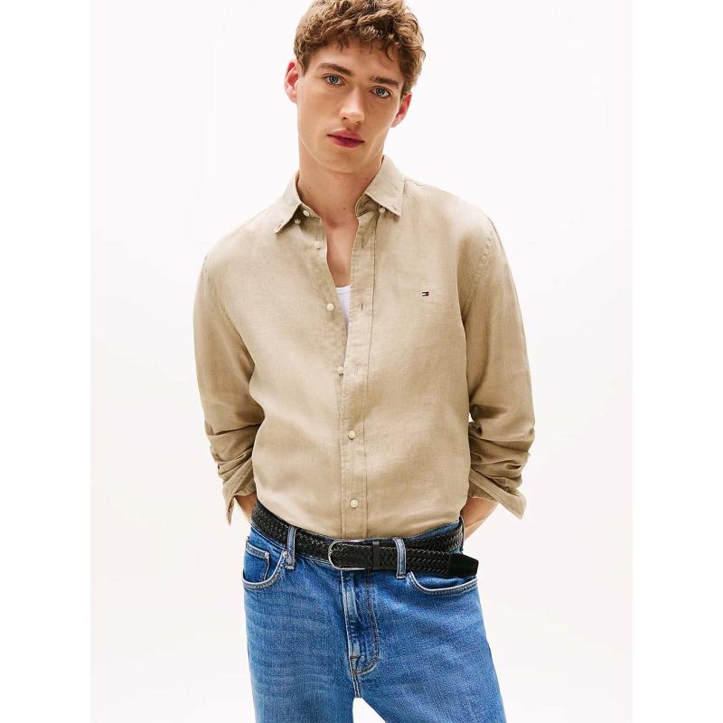 Regular Fit Pure Linen Shirt - 9@MW0MW34602 - TOMMY HILFIGER