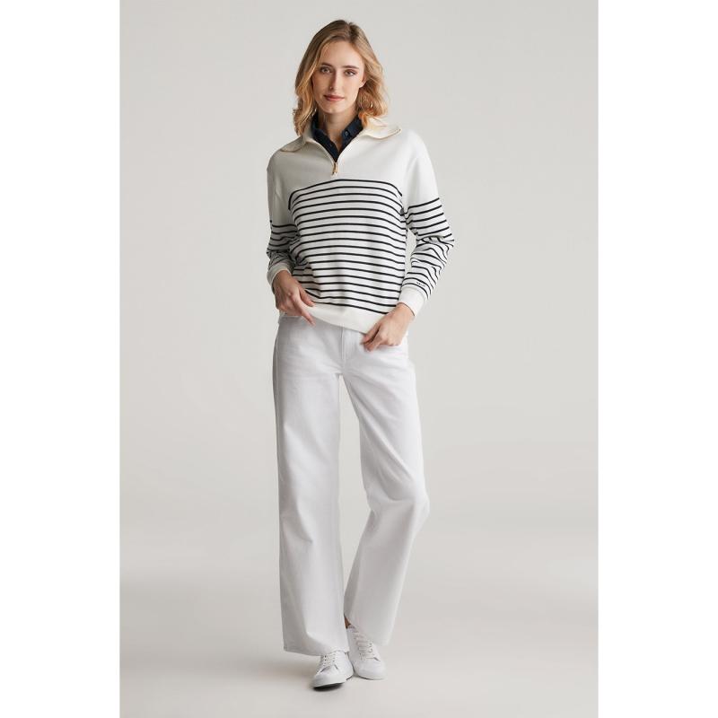 Ribbed Breton Half-Zip Sweatshirt - 3GW4200588 - GANT