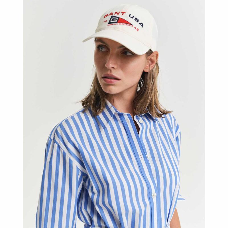 Striped Poplin Shirt Dress - 3GW4503397 - GANT