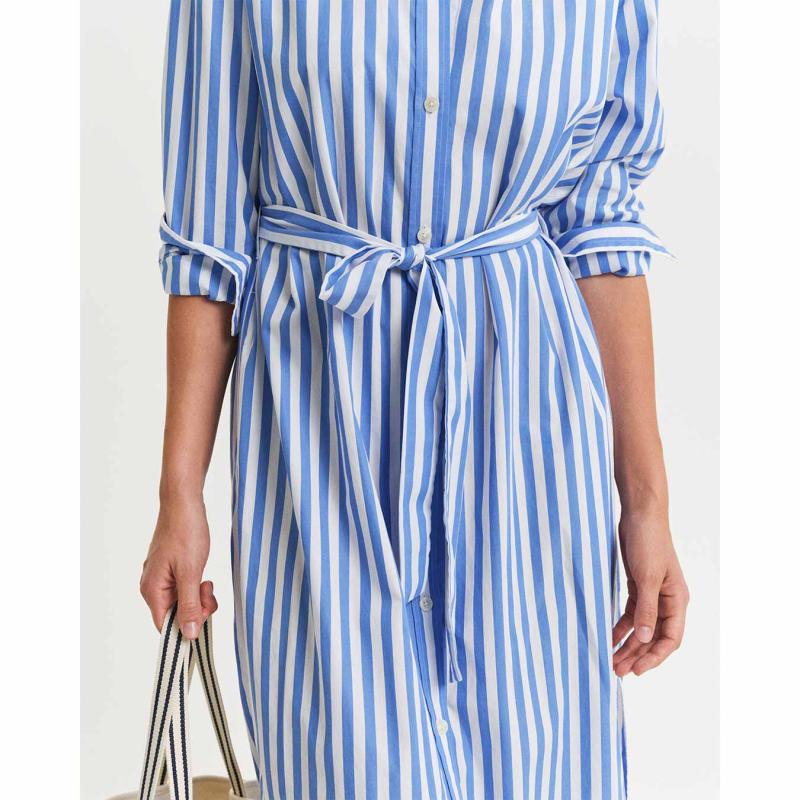 Striped Poplin Shirt Dress - 3GW4503397 - GANT