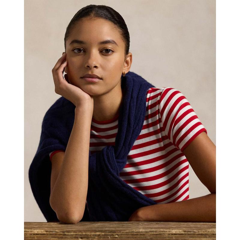 Striped Rib-Knit Cotton Crewneck T-Shirt - 211891520006 - POLO RALPH LAUREN