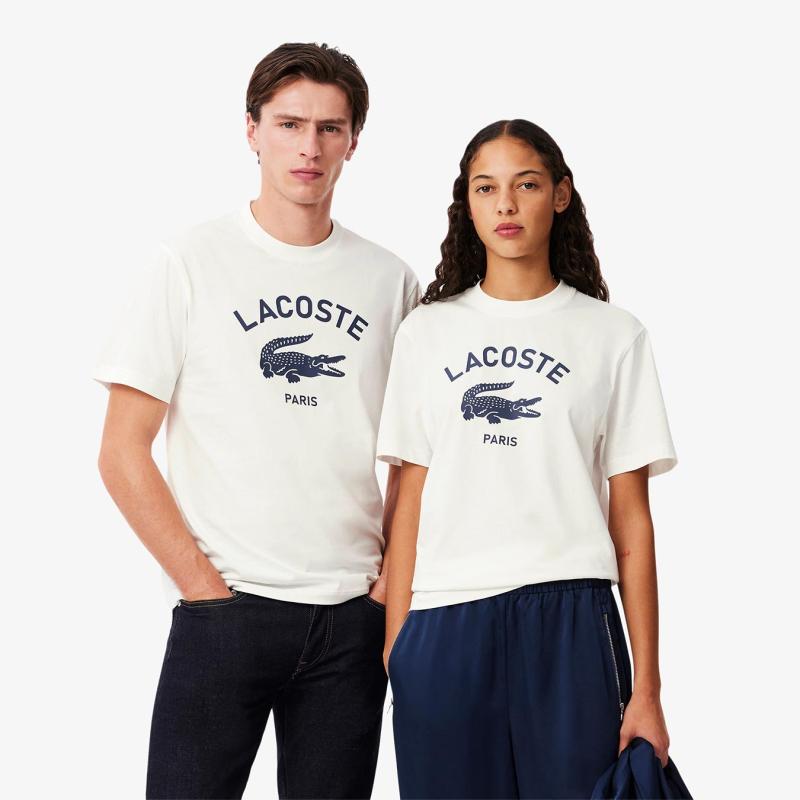Unisex Signature Print Cotton T-Shirt - 3TH2733 - LACOSTE