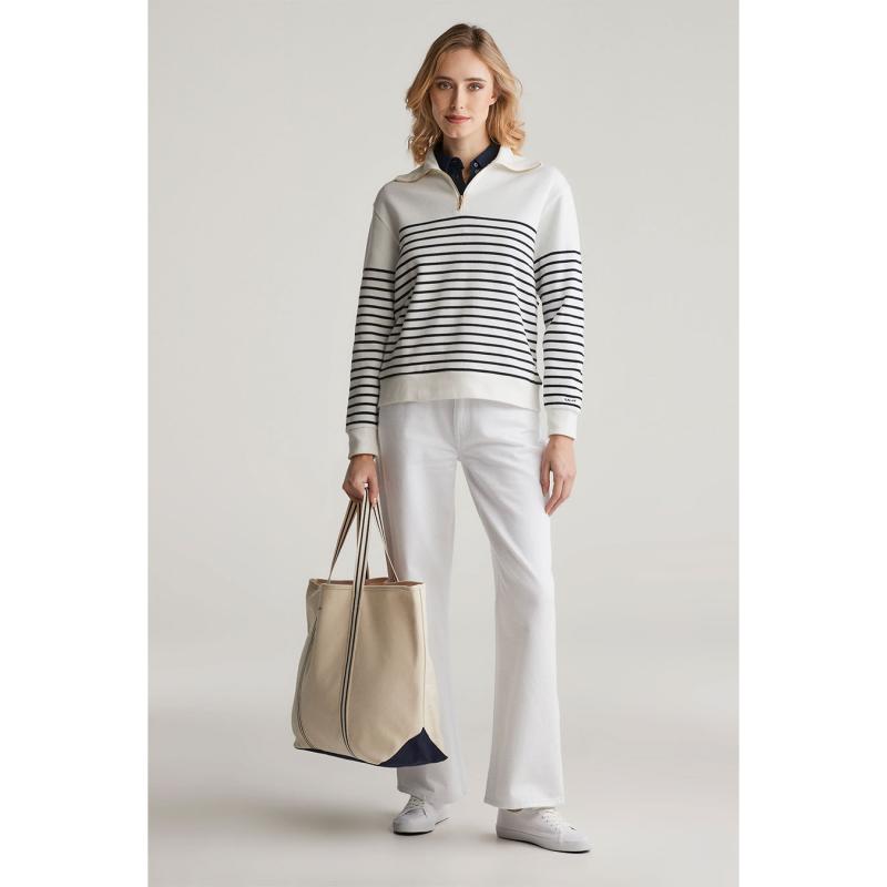 Ribbed Breton Half-Zip Sweatshirt - 3GW4200588 - GANT