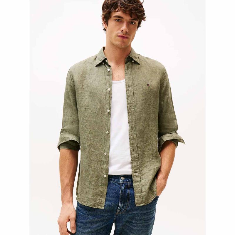 Regular Fit Pure Linen Shirt - 9@MW0MW34602 - TOMMY HILFIGER