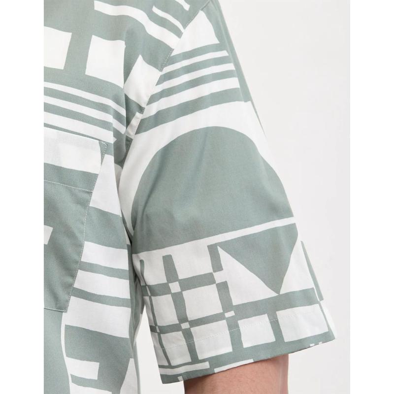 Sage Green Poplin Pattern Shirt Collar spread - 106MM/81535 - XACUS