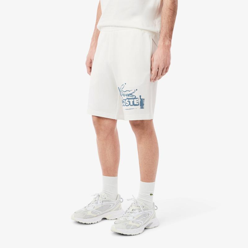 Men's Graphic Print Cotton Fleece Shorts - 3GH0286 - LACOSTE