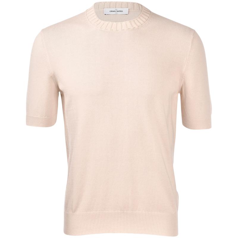 RIBBED NECK KNIT T-SHIRT - 57188/18163 - GRAN SASSO