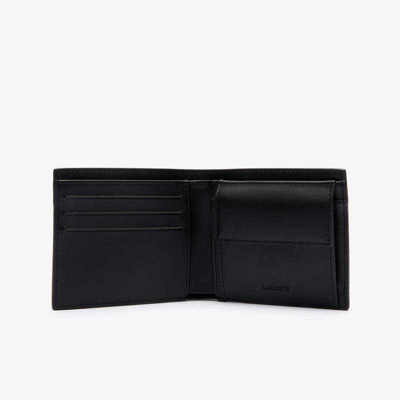 Men's Medium Monogram Leather Billfold - 9@3NH4400MR - LACOSTE