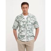 Sage Green Poplin Pattern Shirt Collar spread - 106MM/81535 - XACUS