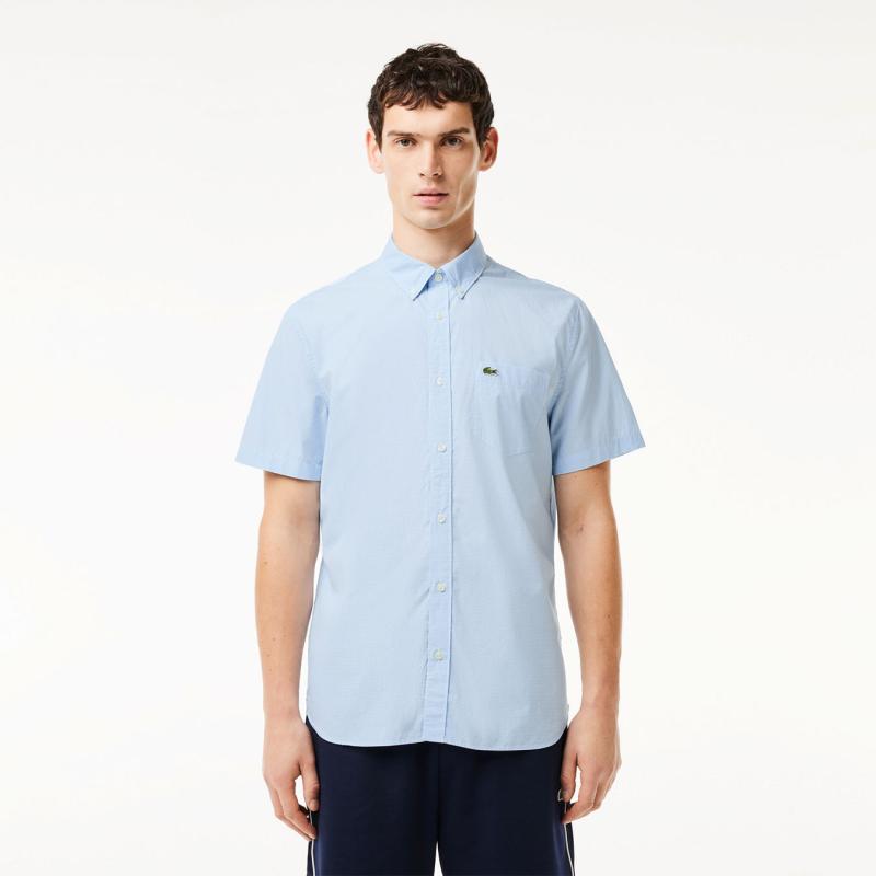 Men's Short Sleeve Regular Fit Gingham Shirt - 9@3CH5622 - LACOSTE