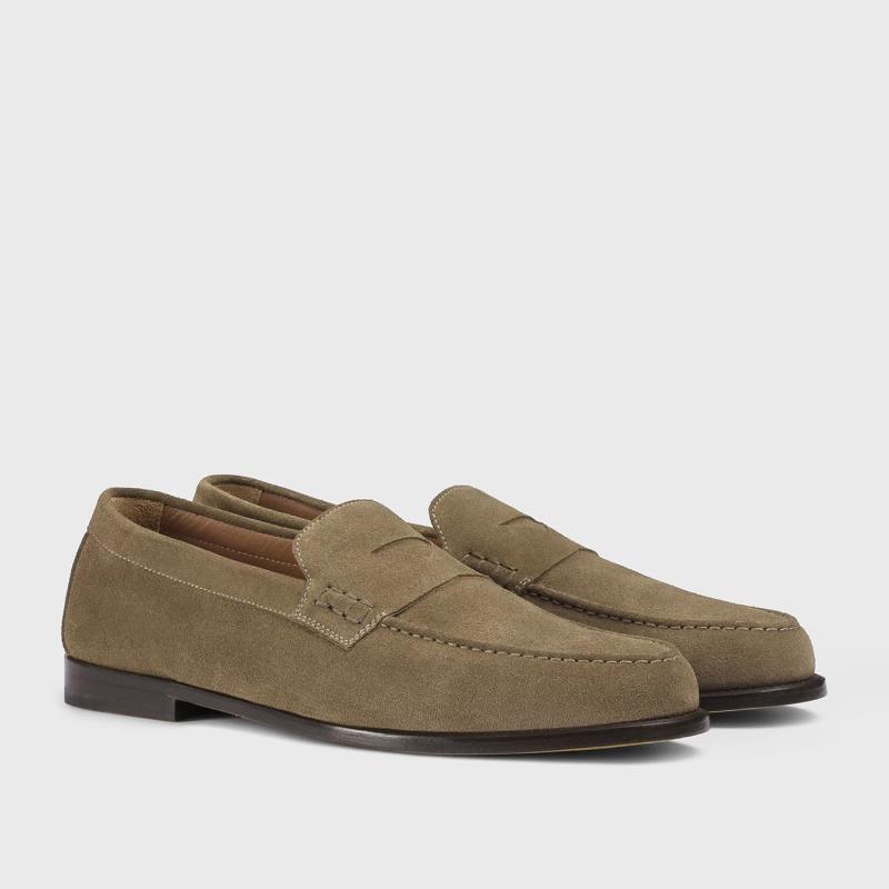 Moss-coloured suede “Mario 50” loafer - DU3397MARIUY009MV31 - DOUCALS