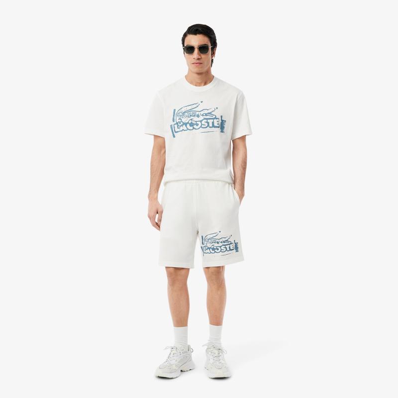 Men's Graphic Print Cotton Fleece Shorts - 3GH0286 - LACOSTE