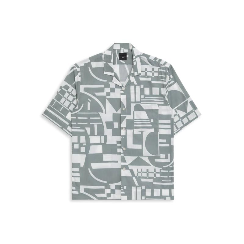 Sage Green Poplin Pattern Shirt Collar spread - 106MM/81535 - XACUS