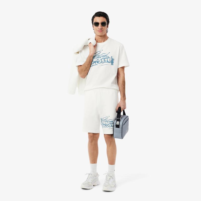 Men's Graphic Print Cotton Fleece Shorts - 3GH0286 - LACOSTE