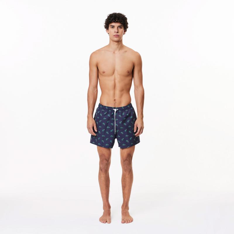 Men's Crocodile Print Swim Trunks - 9@3MH7188 - LACOSTE