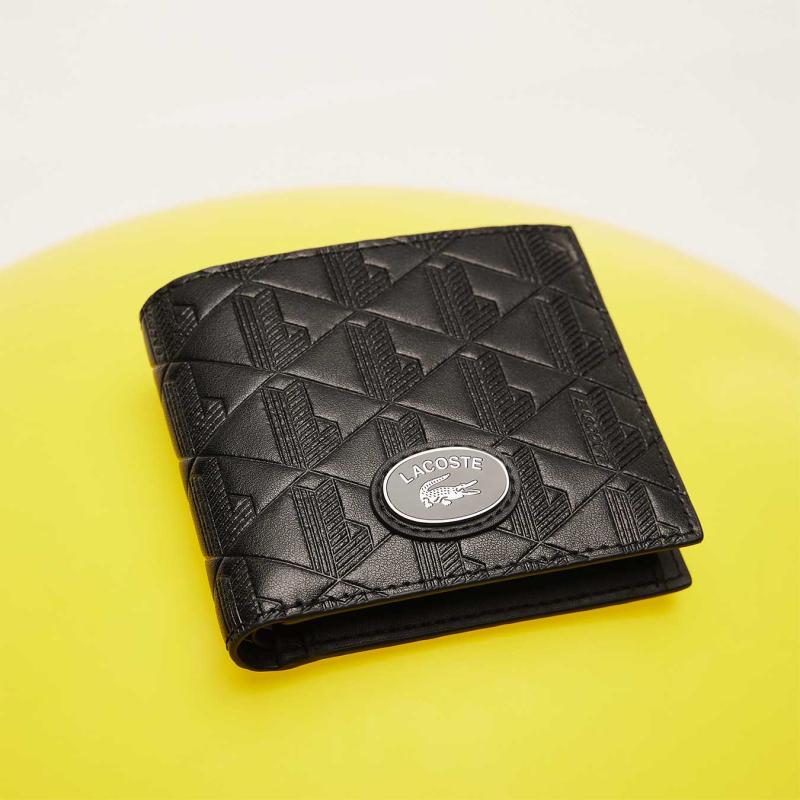 Men's Medium Monogram Leather Billfold - 9@3NH4400MR - LACOSTE