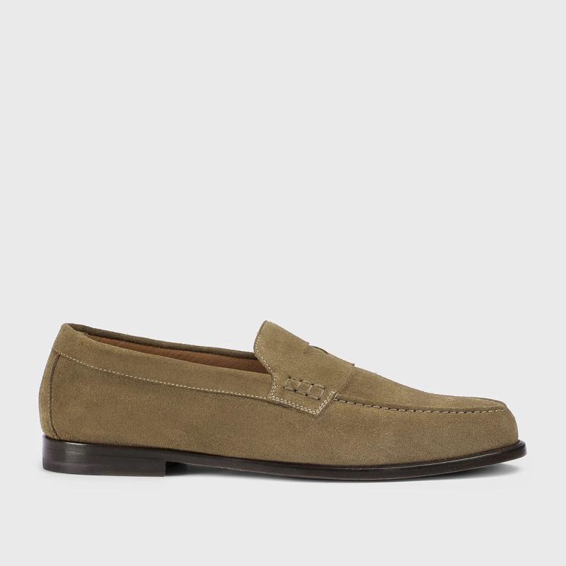 Moss-coloured suede “Mario 50” loafer - DU3397MARIUY009MV31 - DOUCALS