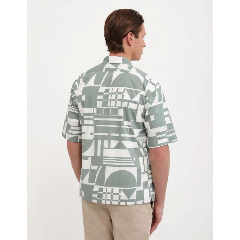 Sage Green Poplin Pattern Shirt Collar spread - 106MM/81535 - XACUS
