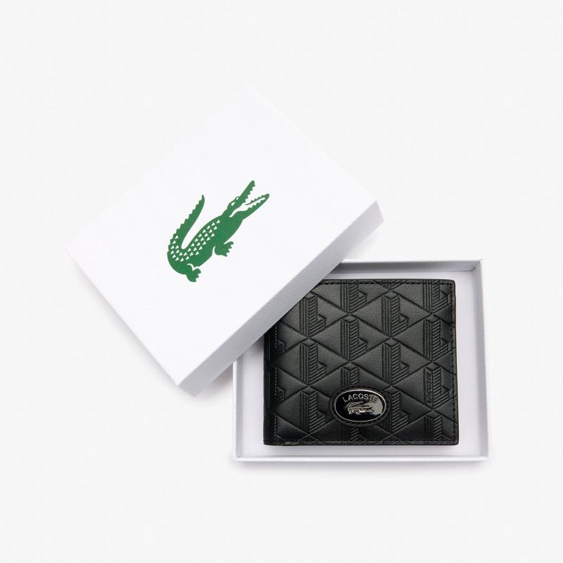 Men's Medium Monogram Leather Billfold - 9@3NH4400MR - LACOSTE