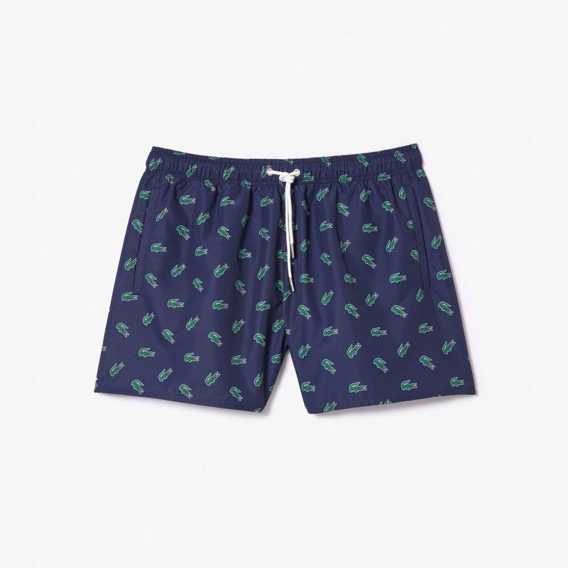 Men's Crocodile Print Swim Trunks - 9@3MH7188 - LACOSTE