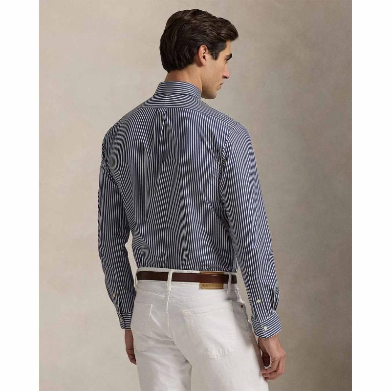 Custom Fit Striped Stretch Poplin Shirt - 710929346017 - POLO RALPH LAUREN