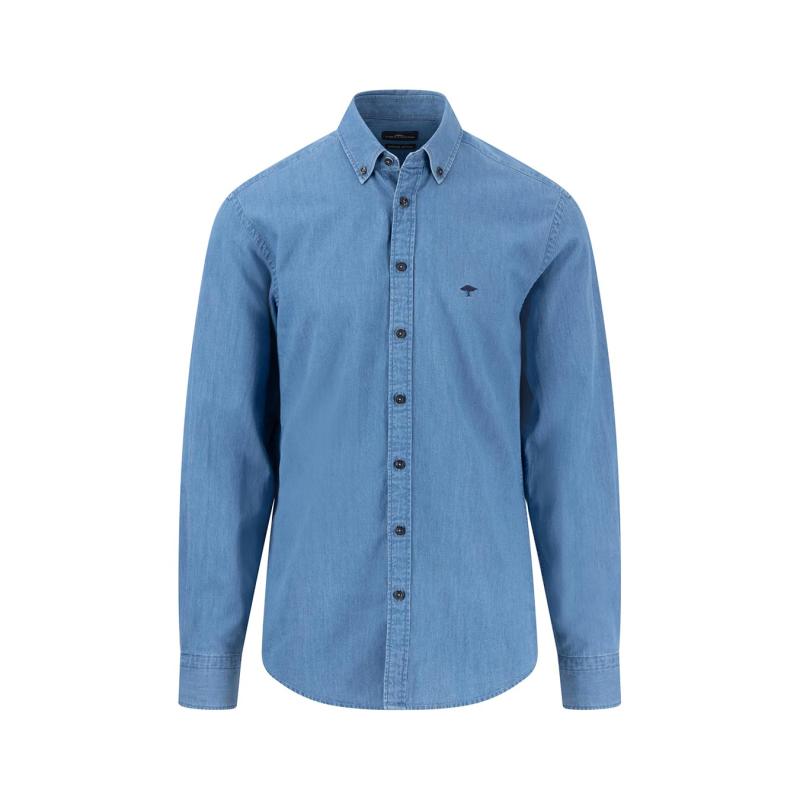 Shirt with button-down collar in jeans look - 1502  7030 - FYNCH HATTON