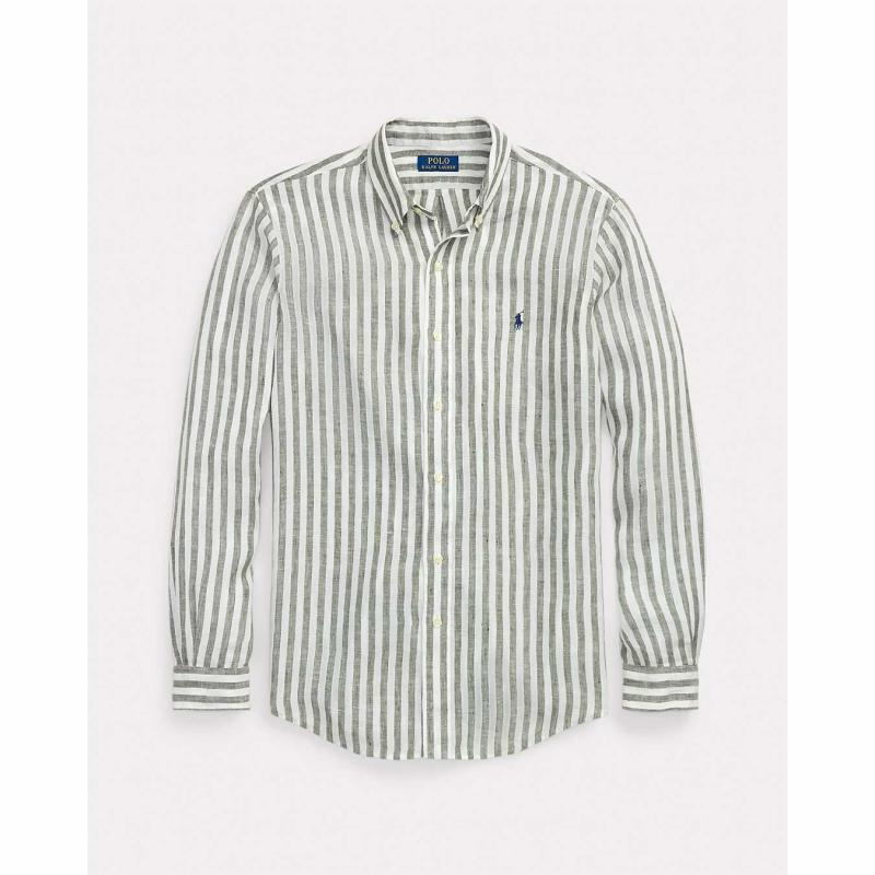 Custom Fit Striped Linen Shirt - 710969636001 - POLO RALPH LAUREN