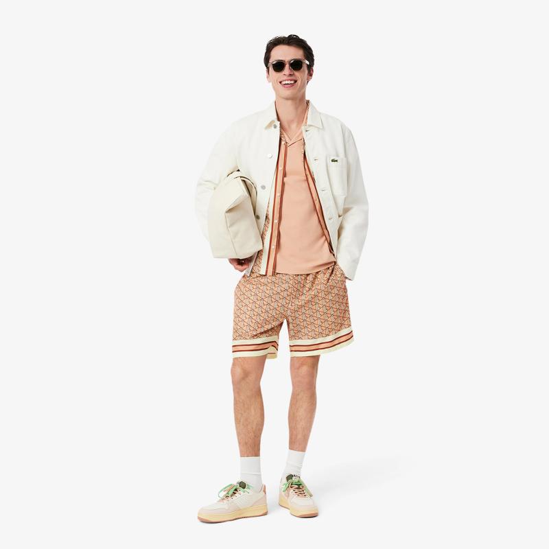 Men's Lightweight Monogram Print Shorts - 3GH9928 - LACOSTE