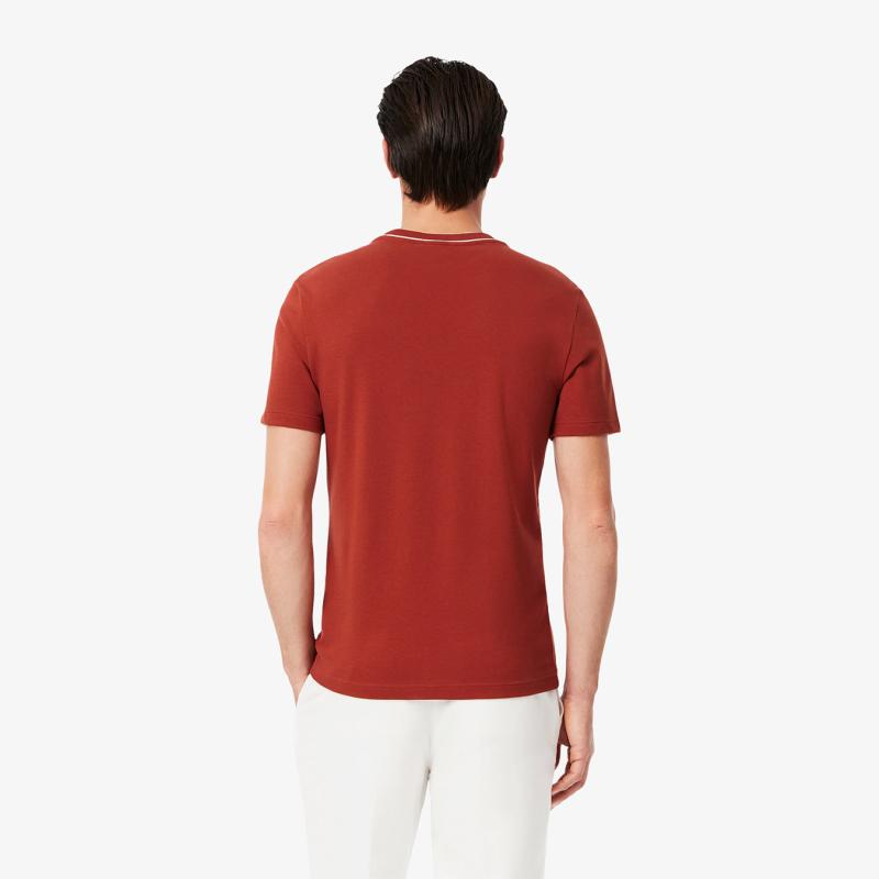 Men's Stretch Piqué Striped Collar T-Shirt - 9@3TH8174 - LACOSTE