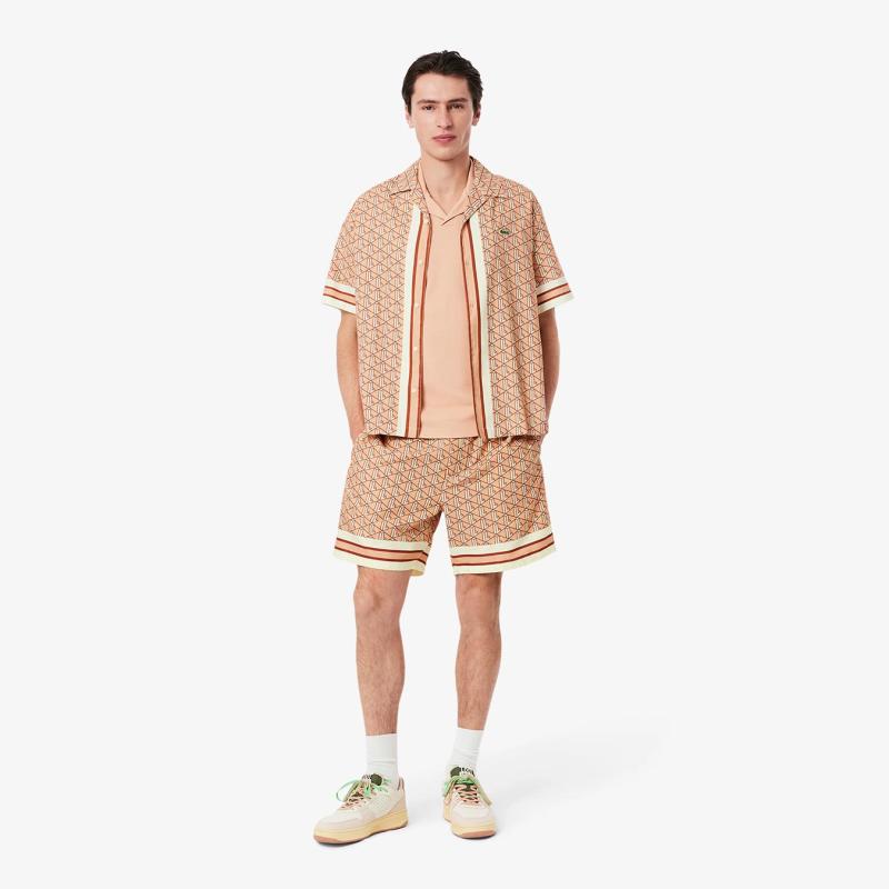 Men's Lightweight Monogram Print Shorts - 3GH9928 - LACOSTE