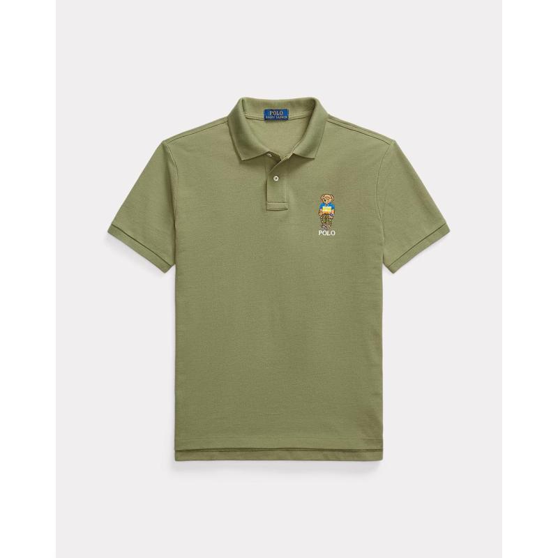Custom Slim Polo Bear Mesh Polo Shirt - 710969633001 - POLO RALPH LAUREN