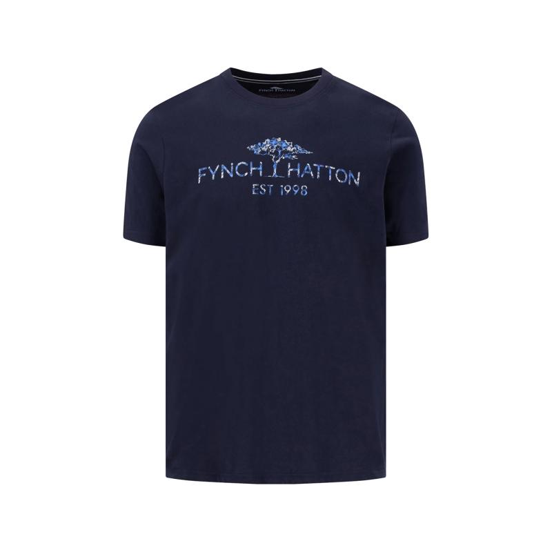T-shirt with a round neckline with logoprint - 1503  1310 - FYNCH HATTON