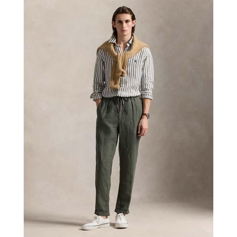 Custom Fit Striped Linen Shirt - 710969636001 - POLO RALPH LAUREN