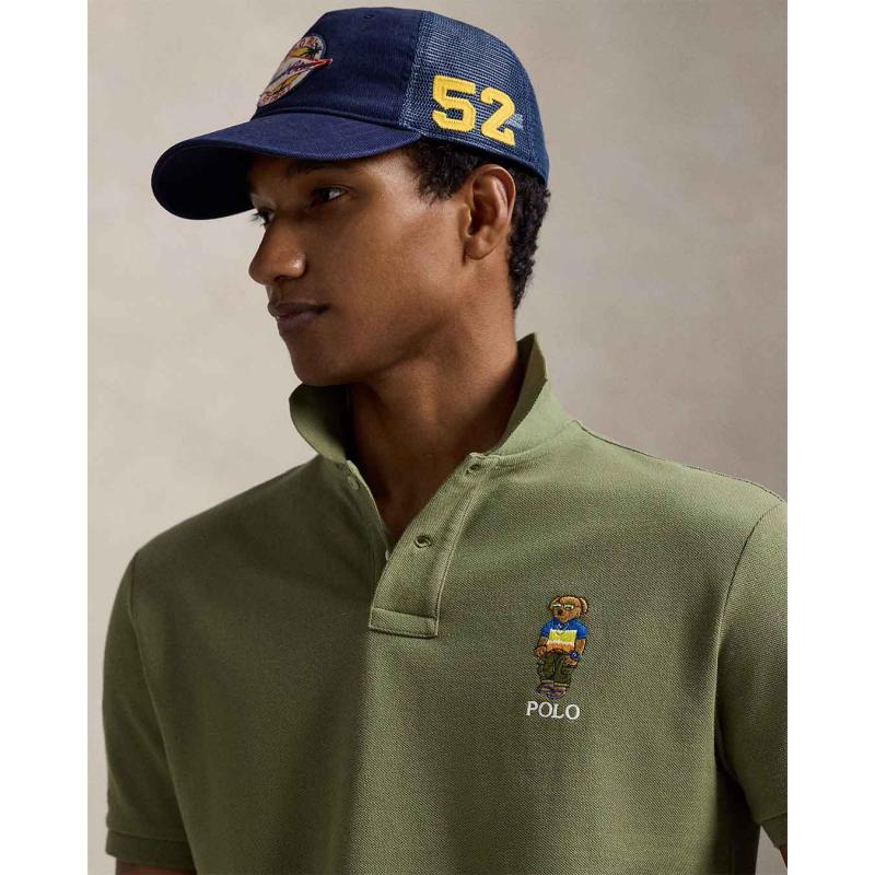 Custom Slim Polo Bear Mesh Polo Shirt - 710969633001 - POLO RALPH LAUREN