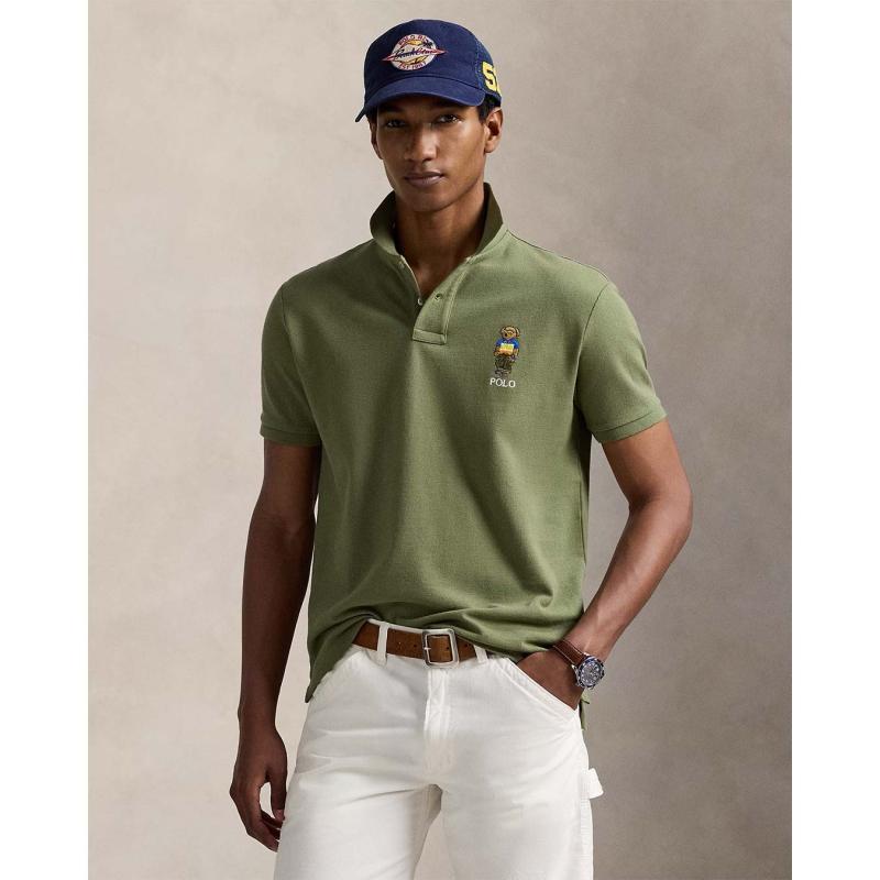 Custom Slim Polo Bear Mesh Polo Shirt - 710969633001 - POLO RALPH LAUREN