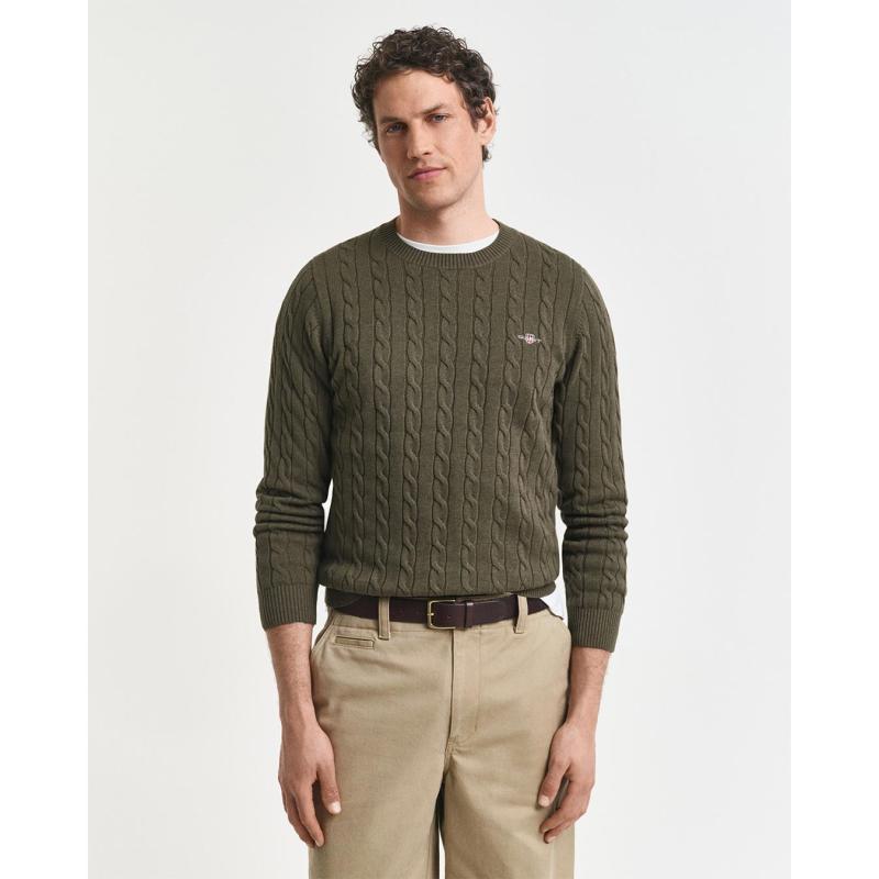 Cotton Cable Knit Crew Neck Sweater - 10@3G8050601 - GANT